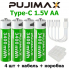 Аккумуляторная литий-ионная батарея PUJIMAX 1.5V AA 3400 mWh (4шт+кабель+коробка)