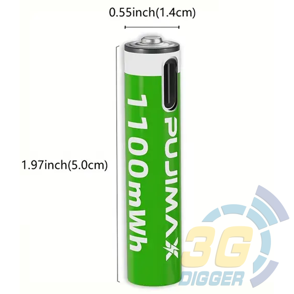 Размеры PUJIMAX 1.5V AAA 1100 mWh