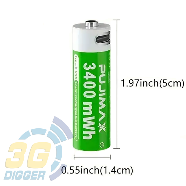 Размеры PUJIMAX 1.5V AA 3400 mWh