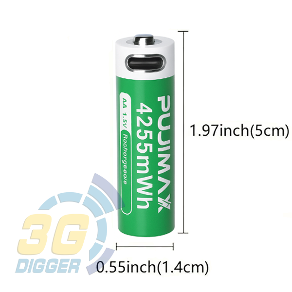 Размеры PUJIMAX 1.5V AA 4255 mWh